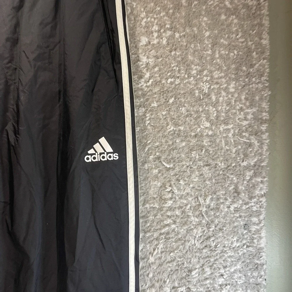 Adidas Men Track Pants Black XL Ankle Zip Lined Lightweight Logo Gym Striped